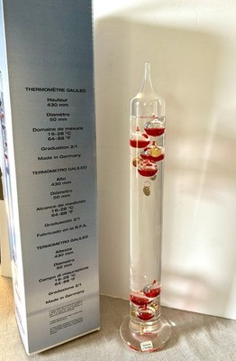 Galileo Thermometer groß 43cm Vintage Retro rot Handmade Germany OVP
