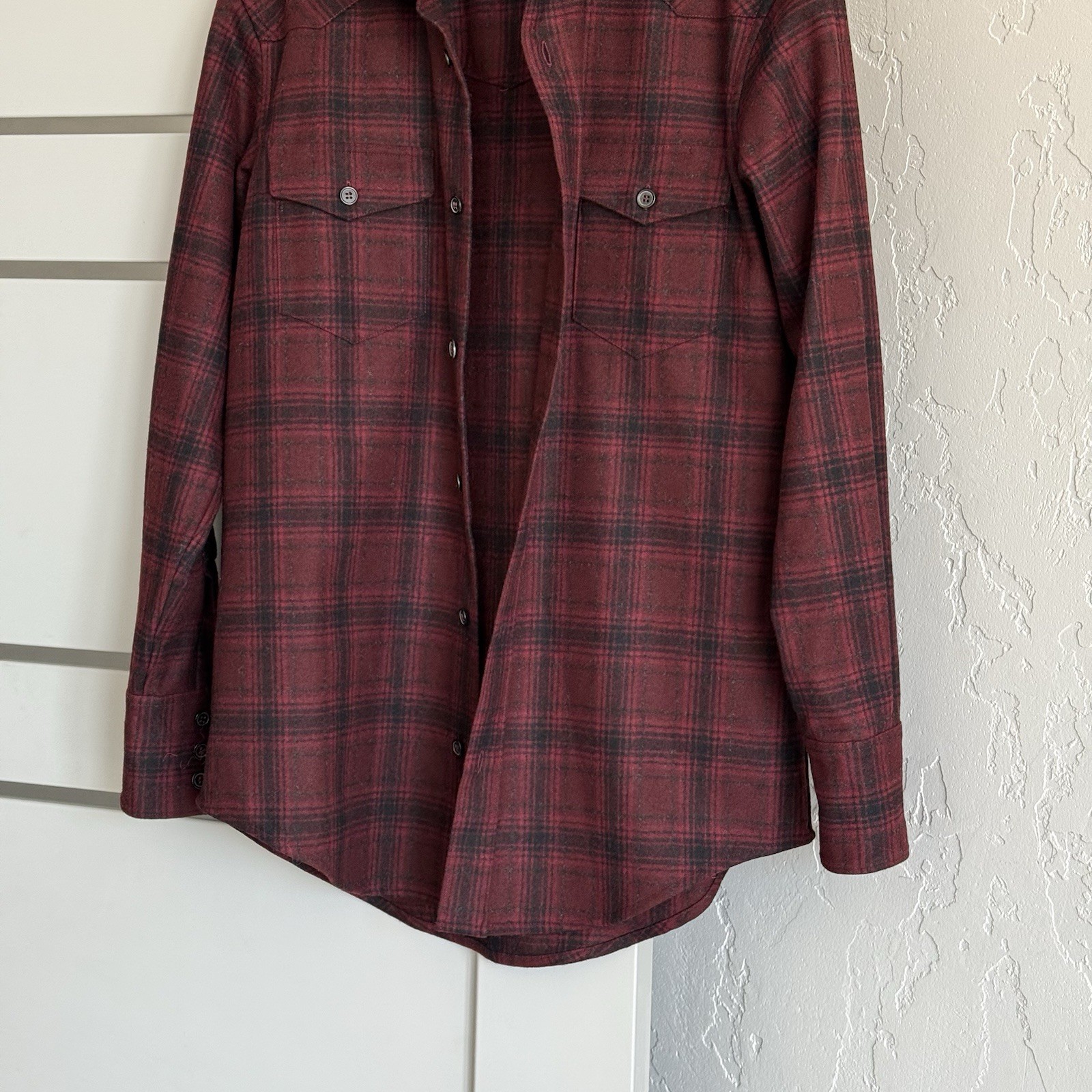 Camicia western Saint Laurent Paris rossa nera a quadri taglia F36
