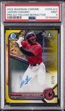2022 BOWMAN CHROME PRSPCT AUTOS YELLOW REFRACTOR JAISON CHOURIO 22/75 PSA 9 AUTO