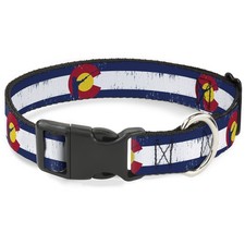 Plastic Clip Collar Colorado Flag/Fisher Weathered Small 9.5-13"