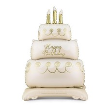 PartyDeco FB374 Standing Cake Foil Balloon 27.6x39.4 Happy Birthday