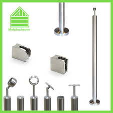 Edelstahl Pfosten für Glashalter Aufmontage Glasklemmen Blechklemmen Geländer V2