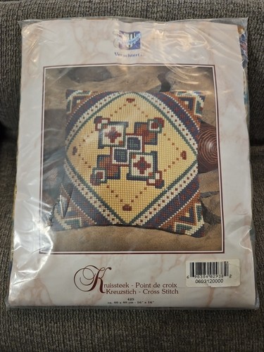 Belgium Vervaco Cross Stitch Kruissteek #425  Pillow Kit, 16" X 16” Geometric 