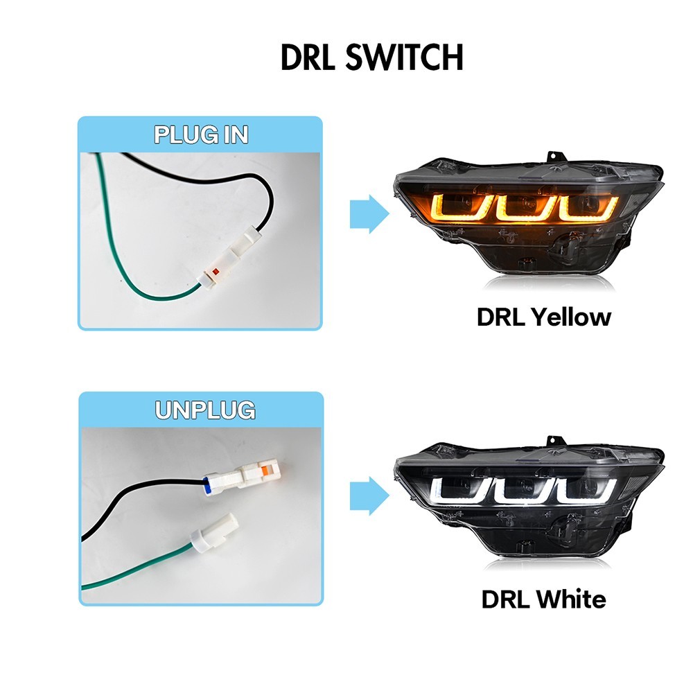 TT-ABC LED Headlights For Ford Mustang 2024 2025 2-COLOR DRL Front Lamps LH+RH