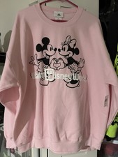 2025 Disney Parks Pink Sweatshirt Mickey  Minnie Heart Valentine Size XL