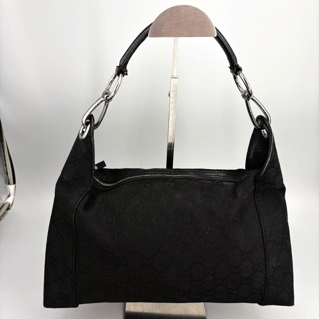 GUCCI Hobo borsa a tracolla GG tela pelle nera vintage autentica dal Giappone