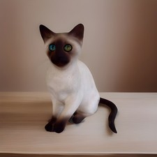 Beautiful Mike Hinton Signed Siamese Cat, No. 1 Imperfections Odd Eyes