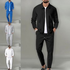 Men's Casual Waffle Jacket And Pants Set For Spring And Autumn Fashion