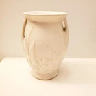 Vintage 1930’s Nelson McCoy Matte White Leaves and Flowers Handled Vase 6 Inch