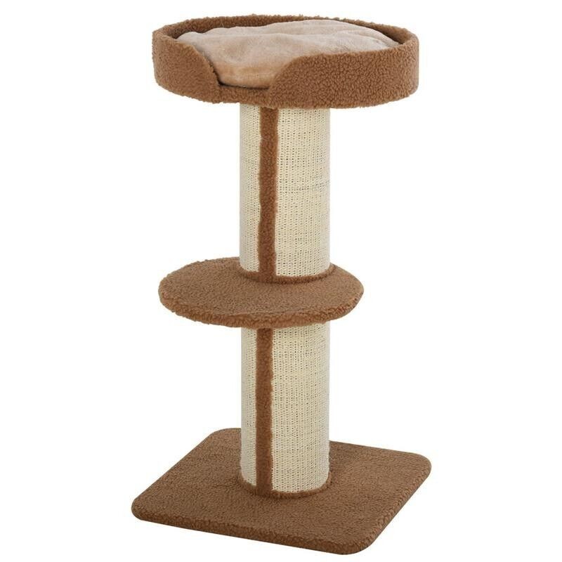 Tiragraffi albero per gatti con cuccia, cuscino, peluche e pali sisal - marrone