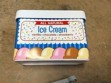 Melissa Doug Wooden Toy Ice Cream Set w/ Scoop, Storage Tin Pieces YB21190