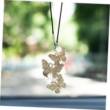 Bling Butterfly Diamond Car Hanging Accessories, Lucky Rhinestone Crystal White