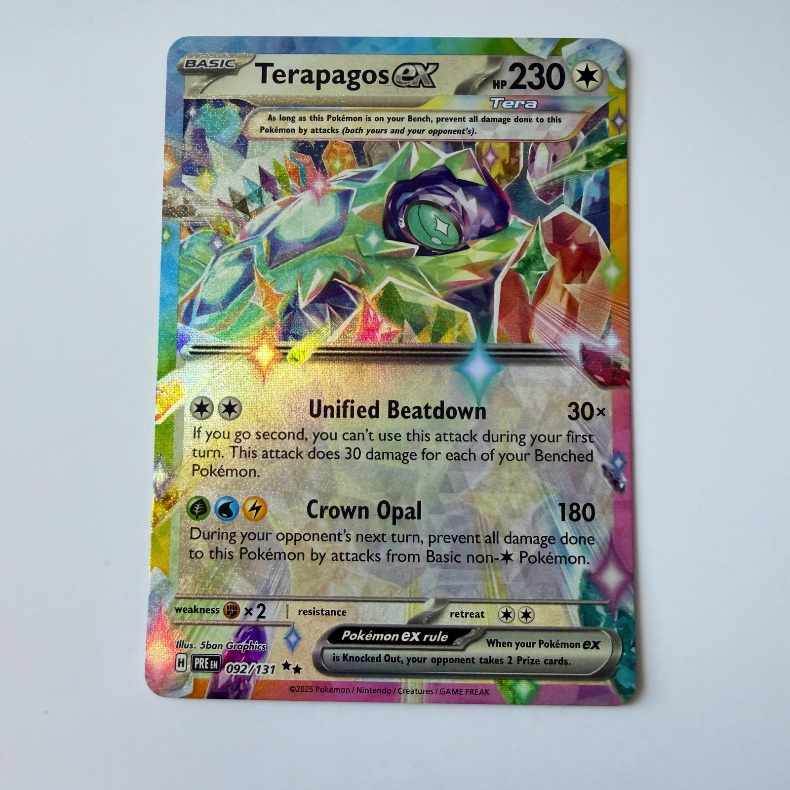 Pokémon Prismatic Evolutions #92 Terapagos ex Ext.Art Foil Double Rare