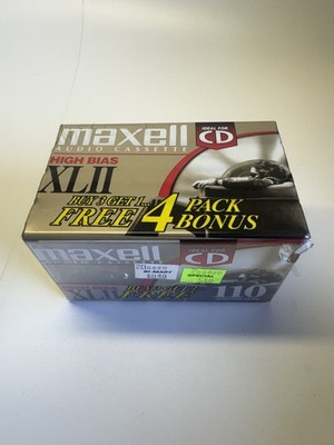 Maxell XLII 110-Min High Bias Type II Blank Cassette Tapes Sealed 4-Pack