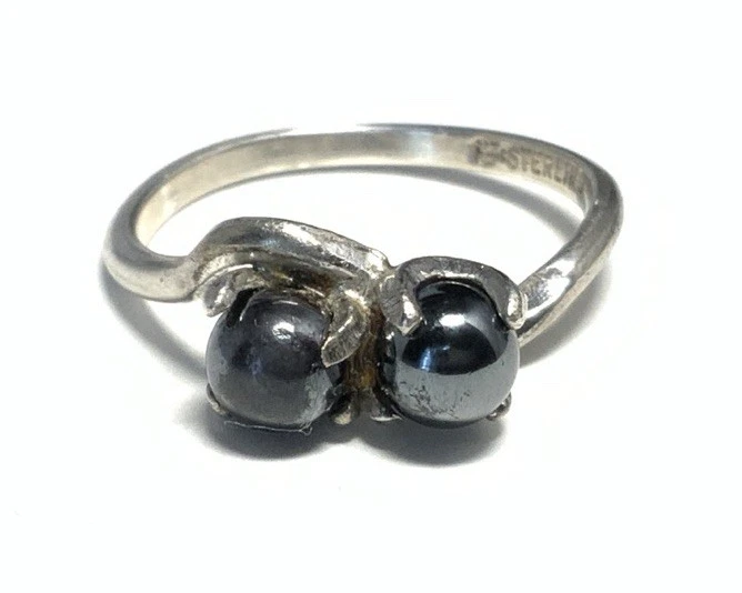 Uncas Sterling Silver 925 Double Grey Pearl Ring Size 6.25 JX57 - Image 4 of 4