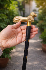 Decorative Walking Stick Brass Handle Lion Wooden Cane Heads Topper Replacement