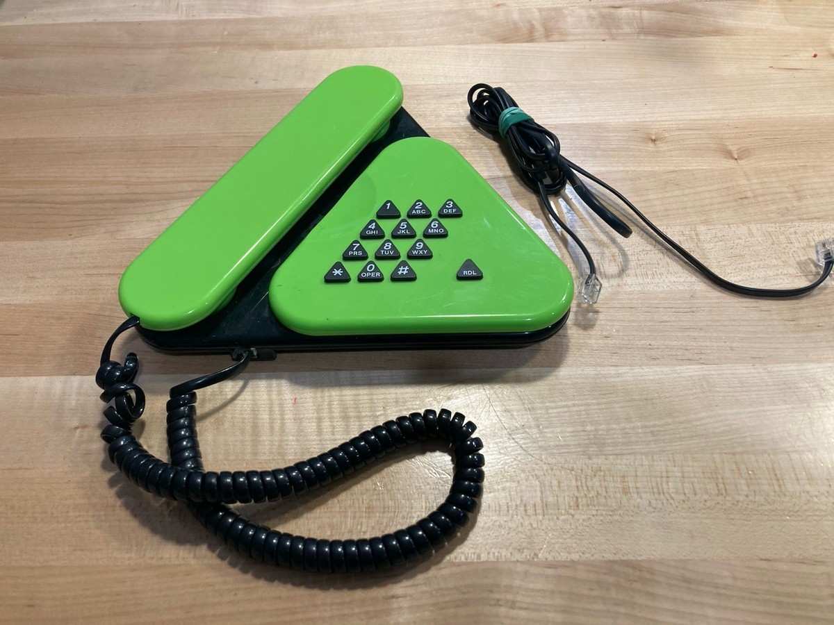 Vintage 1980s Memphis Style Triangular Green Landline Phone