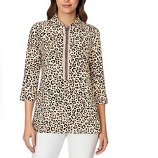 Gretchen Scott - Leopard Print Button Down Tunic Top Sz M