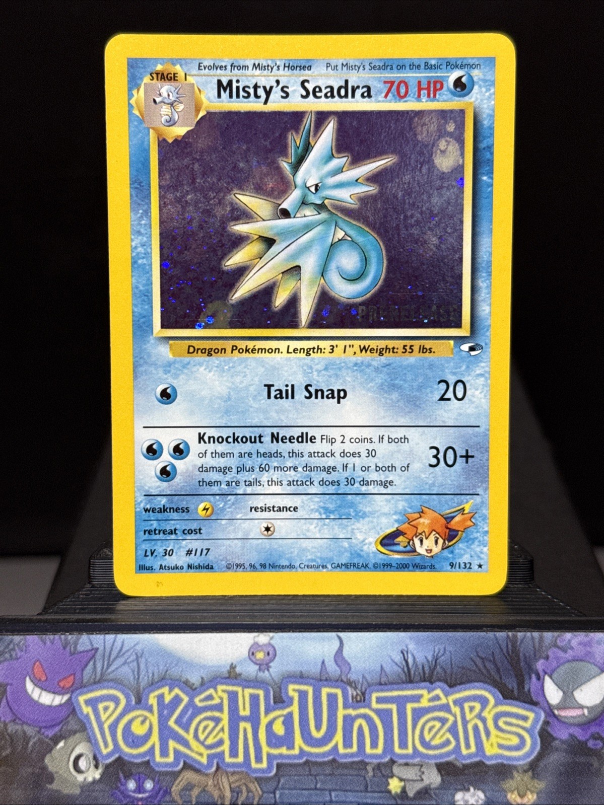 Pokemon Card Misty's Seadra 9/132 Gym Heroes Holo Rare WOTC Prerelease LP