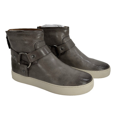 Frye Lena Harness Ankle Back Zip Booties Shoes Gray Leather Women s Size 8 M