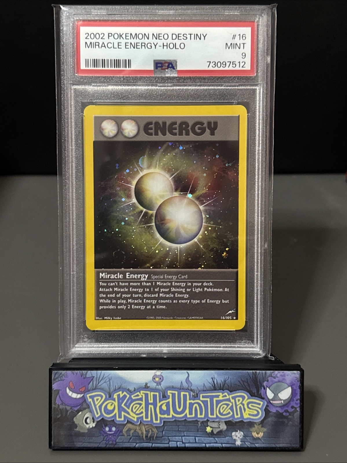 Pokemon Card Miracle Energy 16/105 Neo Destiny Holo Graded PSA 9 Mint
