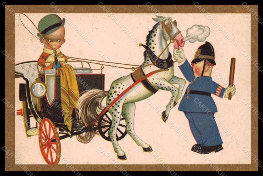 Artista Firmato Giemmepi Bambini Cavallo Degami 2198 ANGOLI SGUALCITI pc VK7015