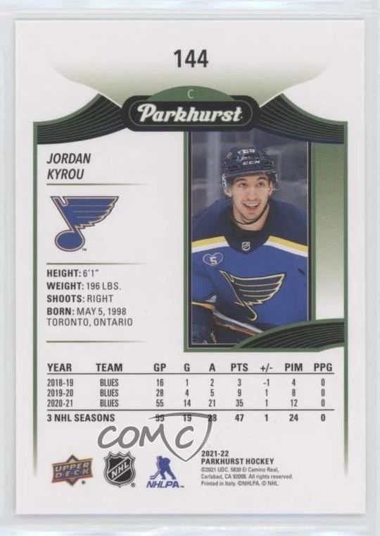 2021-22 Upper Deck Parkhurst Jordan Kyrou #144 - Image 2 of 2
