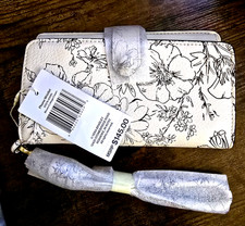 Vera Bradley Phone Wristlet Leather 8 Card Slots Zip Pocket Snap Close MFG 145