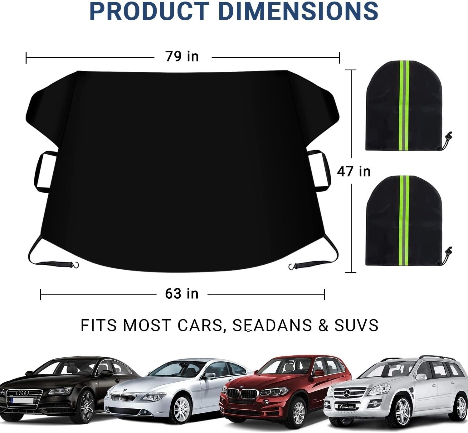 Easy Install Waterproof Windshield Cover with Windproof Design - 63x47 inches thumbnail 8