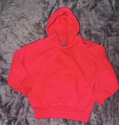 Yeezy x Gap Double Layered Boxy Hoodie Kids Small Red Cotton Kangaroo Pocket