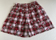 Buc-ee's Pajama Shorts L Red Plaid Santa Beaver Christmas Flannel Sleepwear