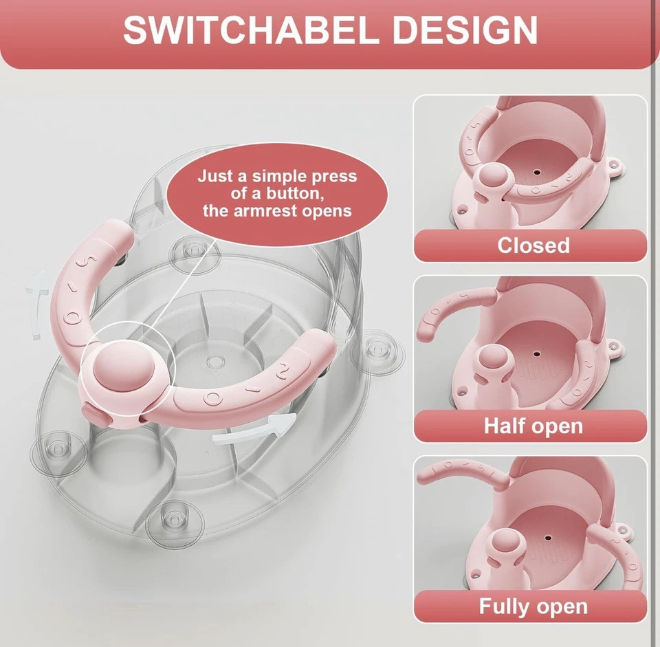 Asiento de baño para bebés de 6 meses en adelante, asientos de baño para bebés sentados Foto 3 de 4