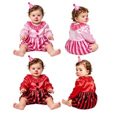 Baby Joker Costume Long Sleeve Clown Costume Ruffled Collar Halloween One-Piece