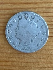 1911 Liberty Head V Nickel, United States of America 5-Cent Coin, VF to XF