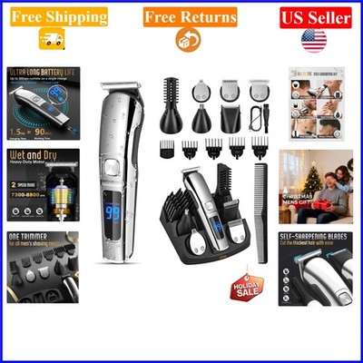 Waterproof Electric Grooming Kit with 6 Trimmer Heads for Men - Silver, Cordl...