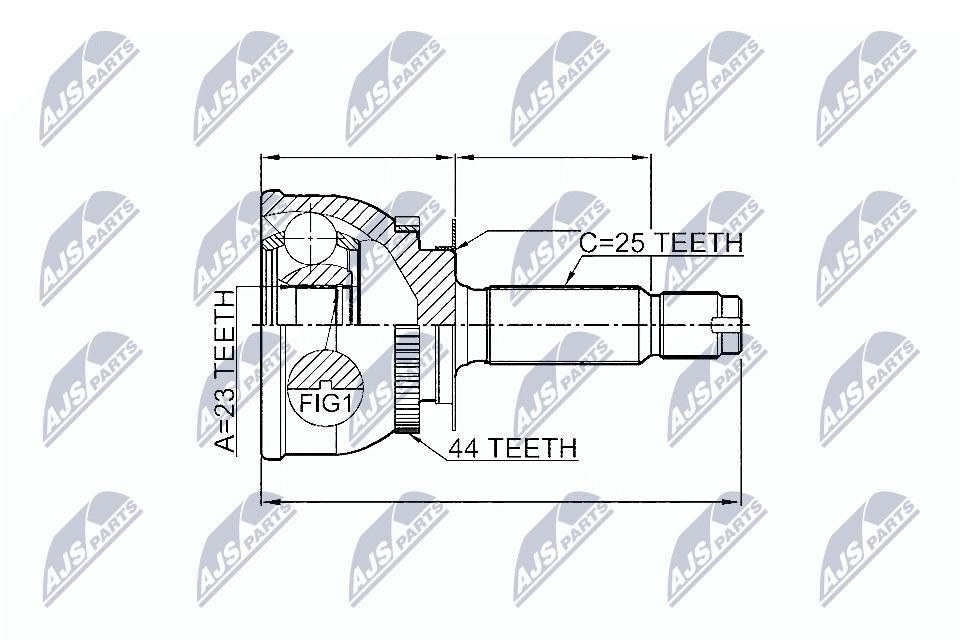 NTY Driveshaft CV Joint Set NPZ-HY-549 for Hyundai Reinforced ABS Ring