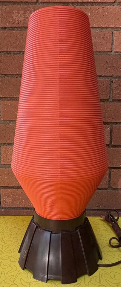 Vintage MCM Orange Plastic Beehive Lamp Mid Century Modern Lighting 60s 70s - B
