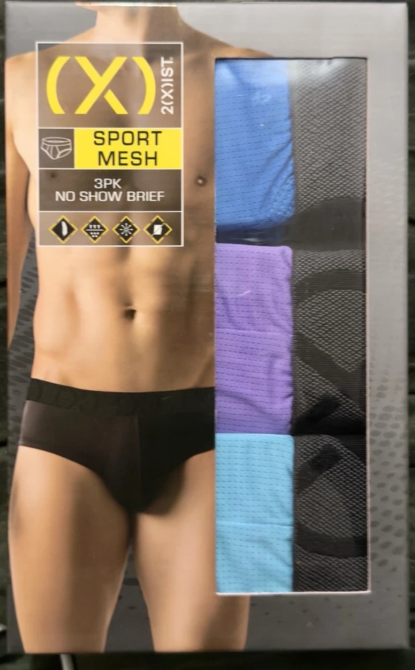 2xist Men’s 3 Pack Brief Sport Mesh No Show Brief Sz Medium Blue/purple - Image 3 of 4