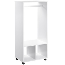 HOMCOM Open Wardrobe on Wheels, Bedroom Wardrobe with Clothes Hanging Rail, 2