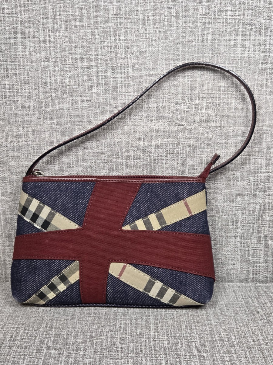 RARE BURBERRY Vintage London Denim Union Jack Pochette Handbag RARE BURBERRY Vintage London Denim Union Jack Pochette Handbag