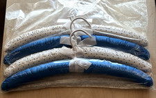 Bright Blue Satin Hangers LOT of 4 NIP Polka Dots Vintage 1990s