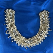 Ivory Faux Pearl Beaded Fabric Detachable Collar