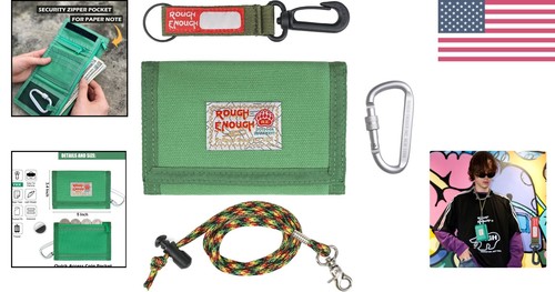 Rough Enough Green Kids Wallet - Durable & Stylish Trifold for Boys and Girls - Picture 2 of 11