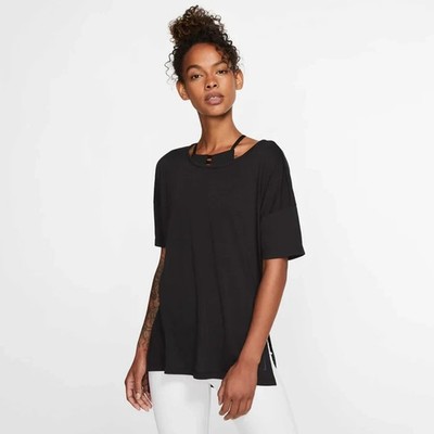 Nike Dri-Fit Yoga Training Top Women Short-Sleeve Black Medium CJ9326-010