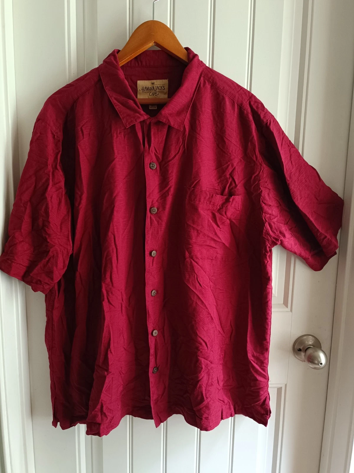 HAVANA JACK'S CAFE Red Floral Silk Hawaiian Shirt 2XL XXL Vacation Casual Dad