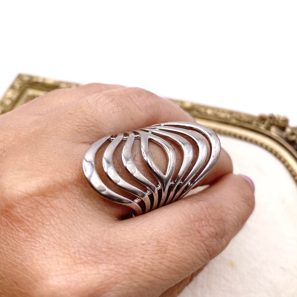 Sterling Silver Statement Modernist Ring Size 7 - image 2