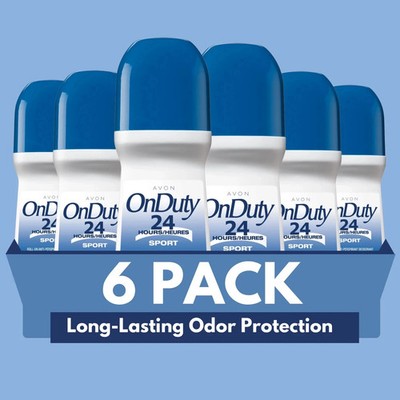 Avon On Duty Sport 24 Hr Roll-On Antiperspirant Deodorant,   2.6 fl oz (6-Pack)