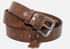 Men's Genuine Buffalo FULL GRAIN Leather Belt, 1 1/2" width, Handmade, By Amish
