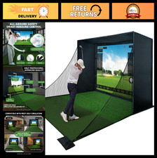 Golf Simulator Enclosure Kit - HD Impact Screen, Safety Padding, Blackout Curtai