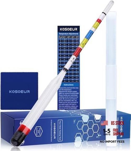 Triple Scale Hydrometer, Alcohol Hydrometer for Wine, Mead, Kombucha & Beer,